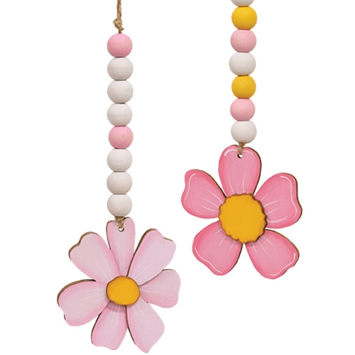 Pink flower beads asst