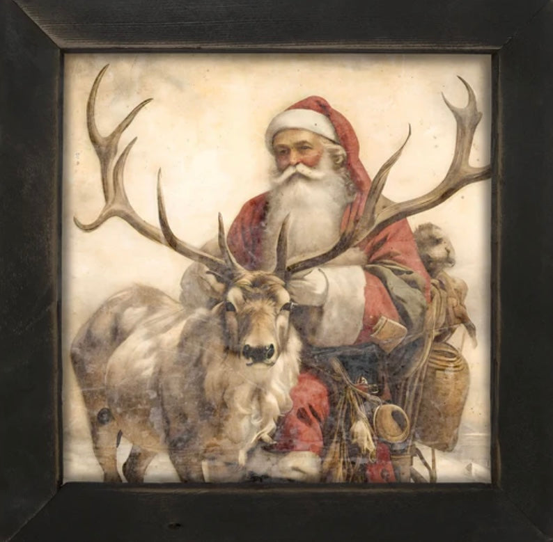 Santa with reindeer print