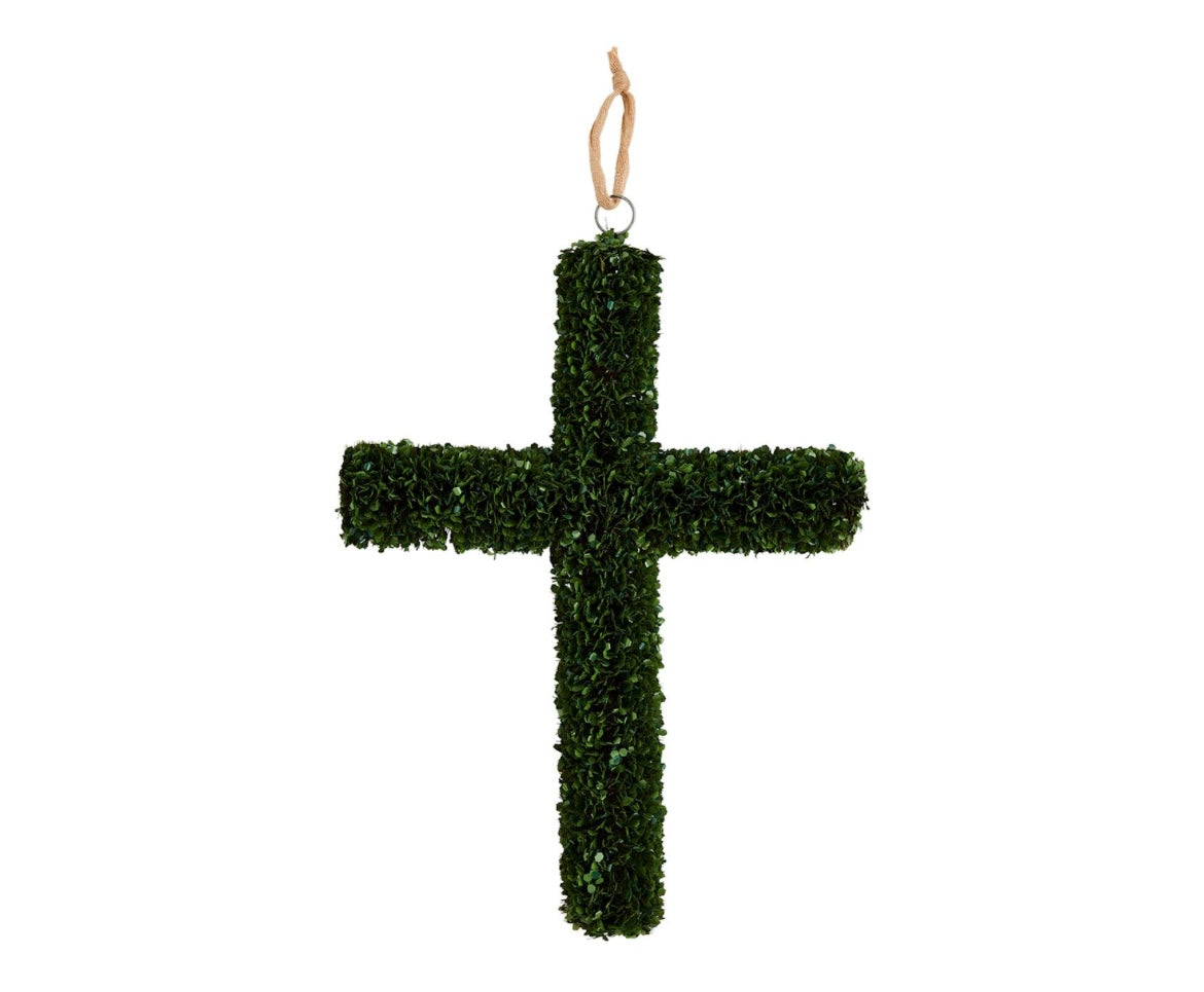 Preserved boxwood cross mud pie