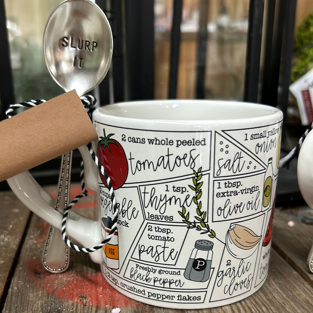 Tomato soup recipe mug set mud pie