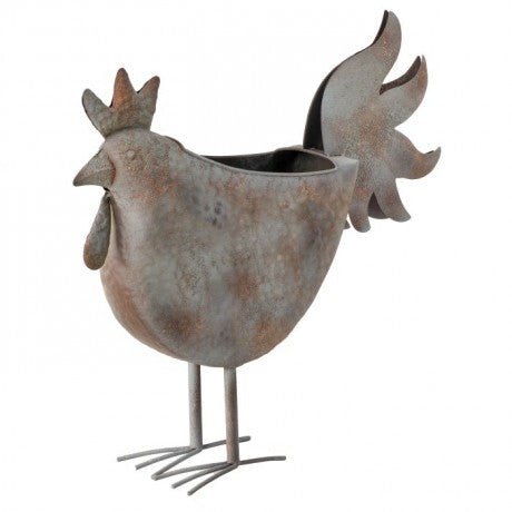 METAL ROOSTER PLANTER 19"