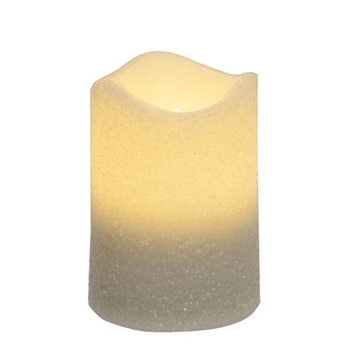 White Glitter Timer Pillar, 3"x4"