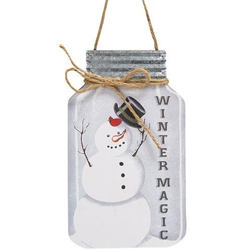 Winter Magic Snowman Mason Jar ornament