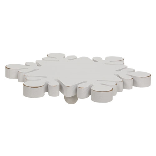 White Wooden Snowflake Riser, 10"