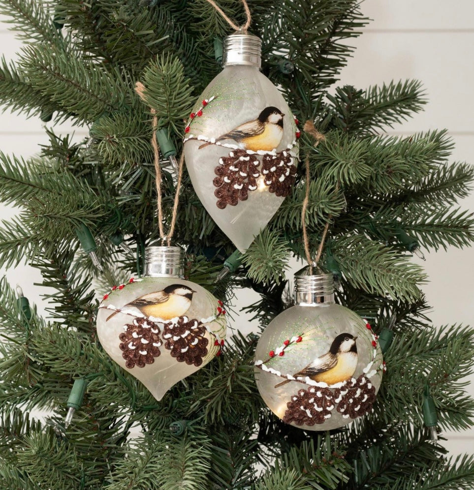 Led chickadee ornament