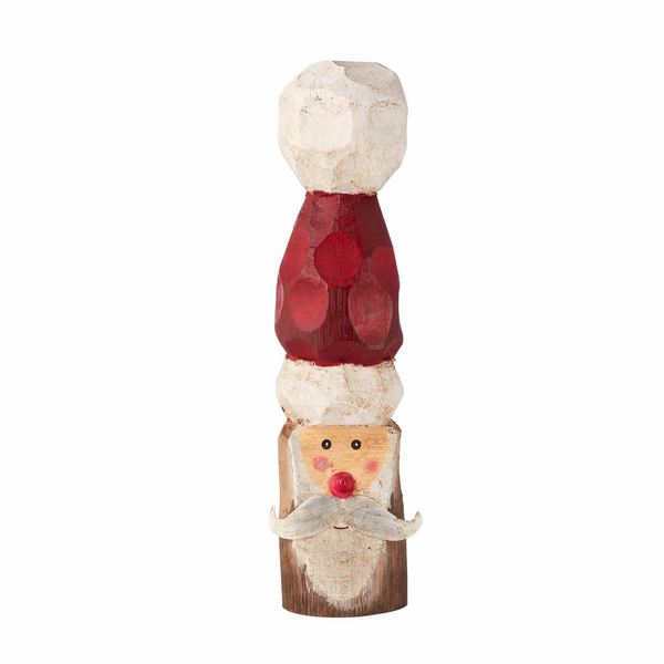 Large SANTA CARVED WOOD SITTER mud pie
