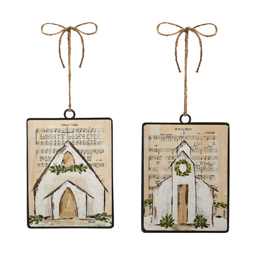 6" Music Sheet Church Disc Ornament asst.