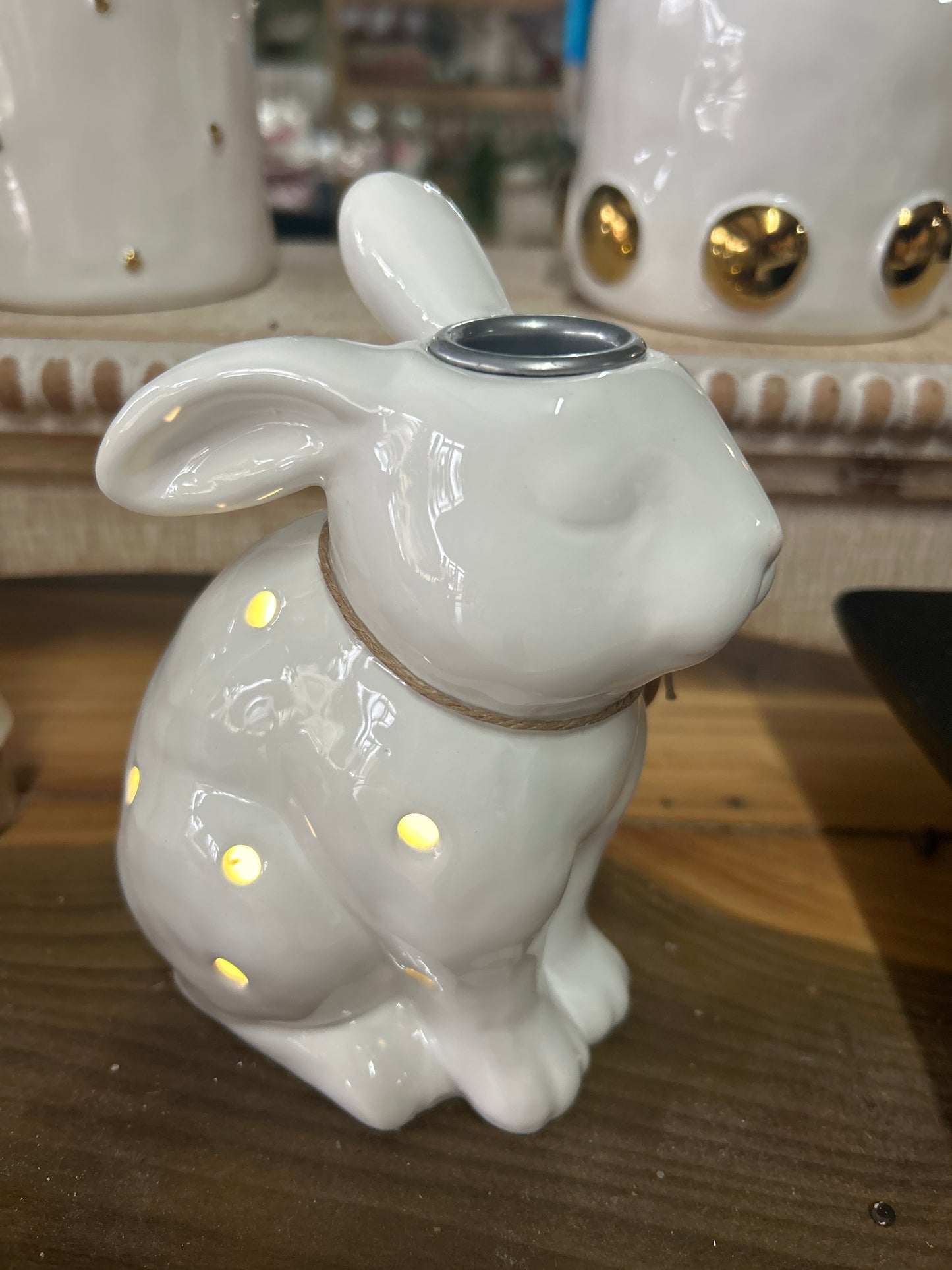 Large LED mud pie taper candle holder