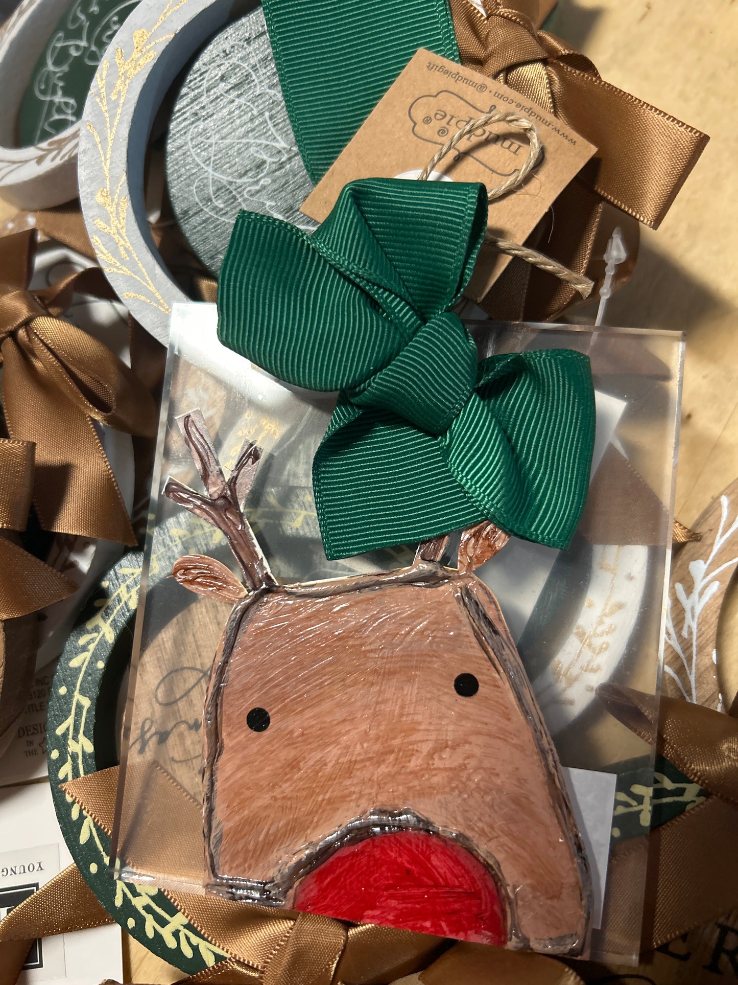 Reindeer mud pie ornament