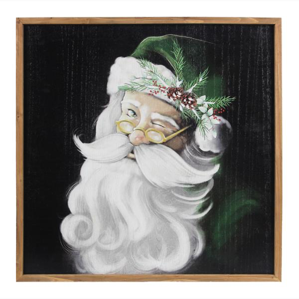 WOOD FRAMED TWAS THE NIGHT SANTA WALL PORTRAIT