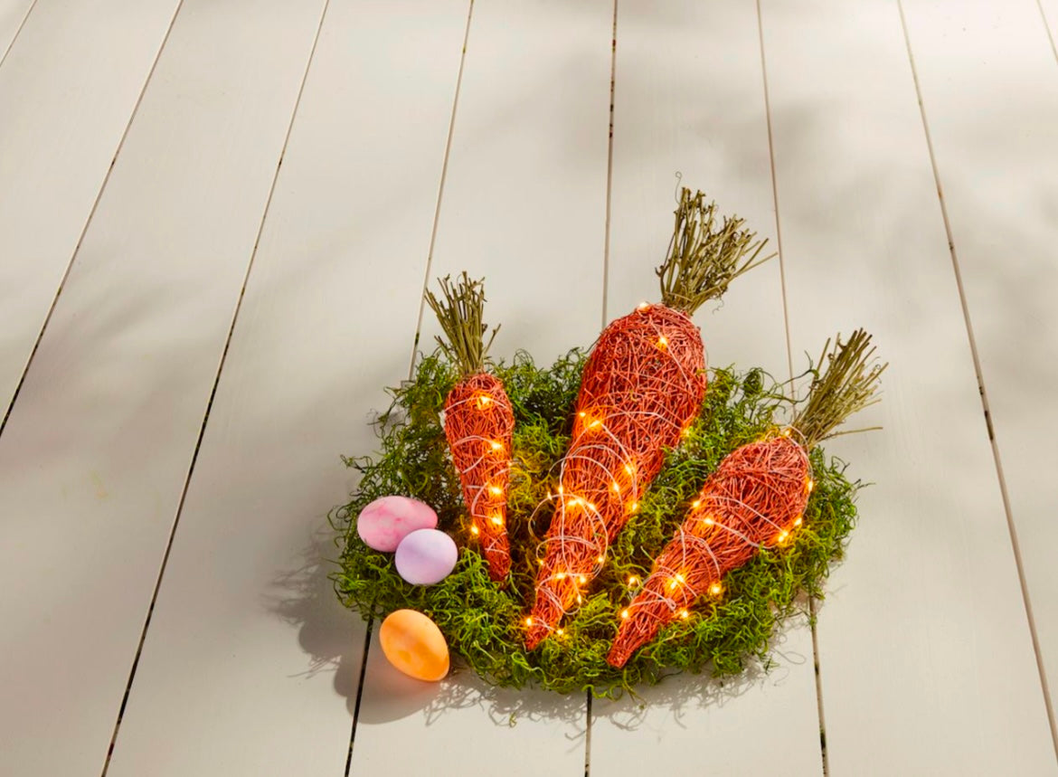 MUD PIE RATTAN LIGHT-UP CARROTS
