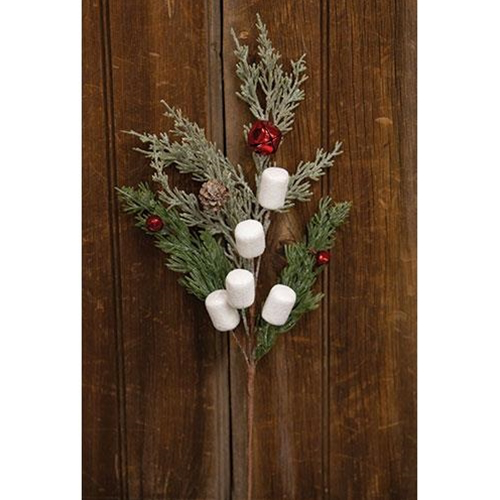 Sparkle Marshmallow & Pine Pick, 16"