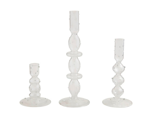 Mud pie dot taper candle holder asst.
