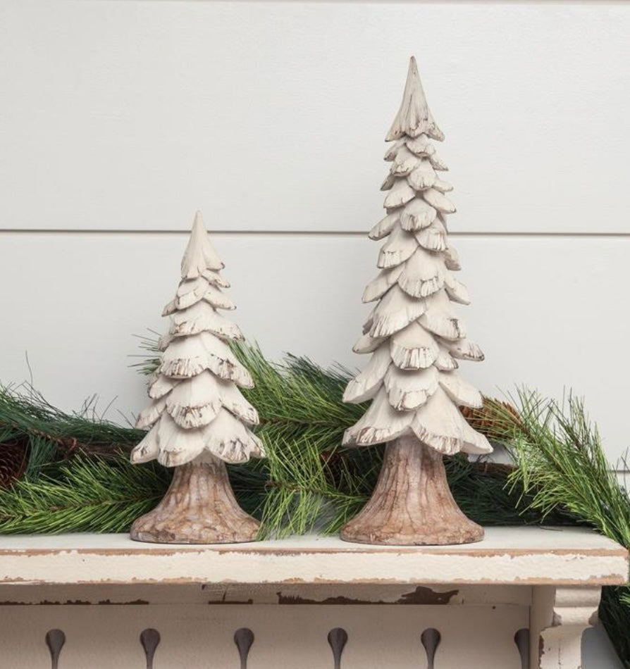 White Trees, Carved Distressed Wood Look