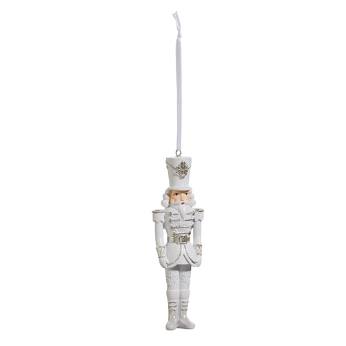 5" WHITE AND SILVER NUTCRACKER ORNAMENT