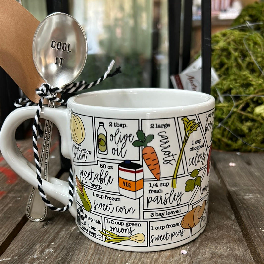 Vegetable soup recipe mug set