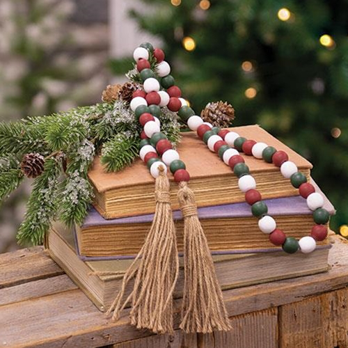 Holiday Multi-Color Beaded Garland with Tassels, 48"L
