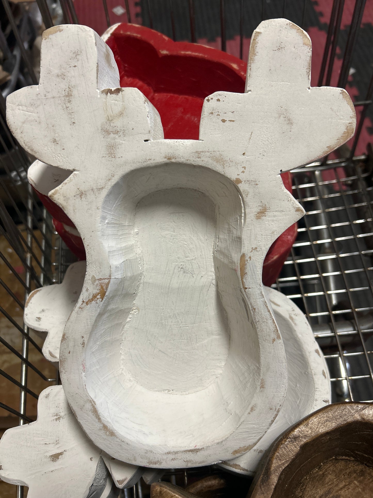 White reindeer dough bowl