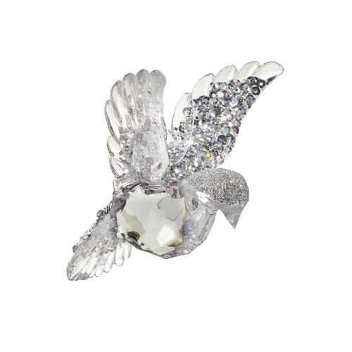 3.5" GLITTERED DOVE ORNAMENT