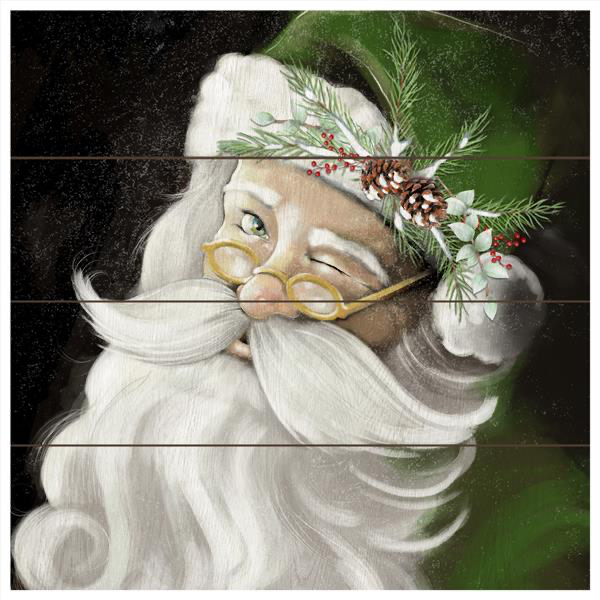 Wood Santa wall plague