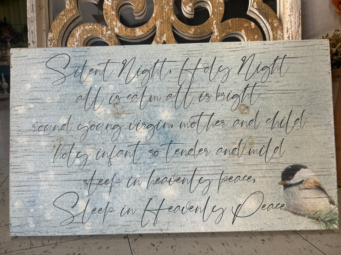 24" Silent Night Textured Wood Wall Art
