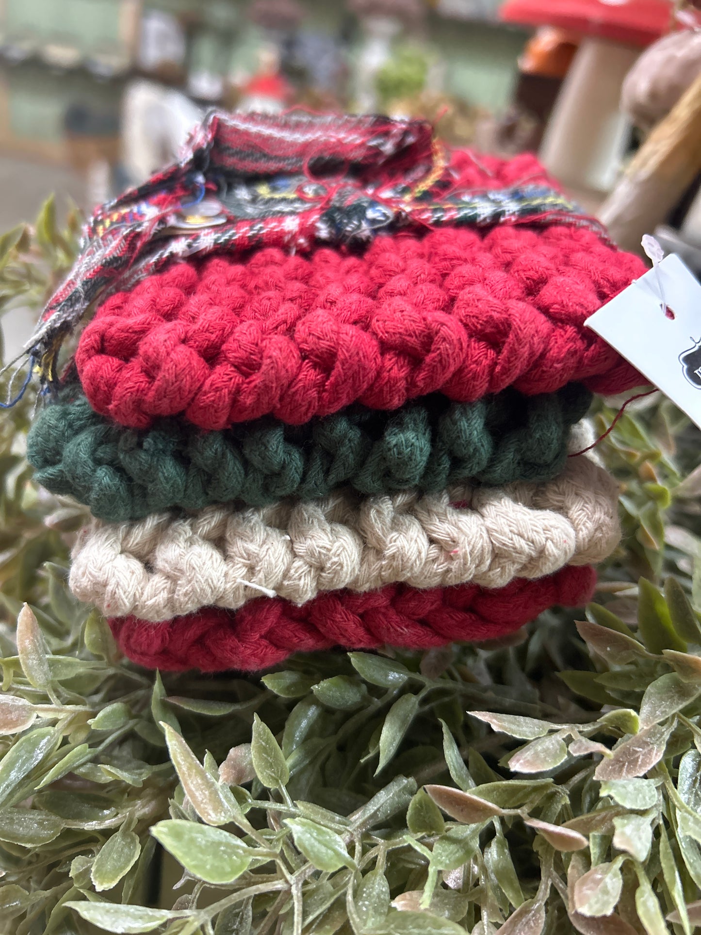 Mud pie crochet coaster set