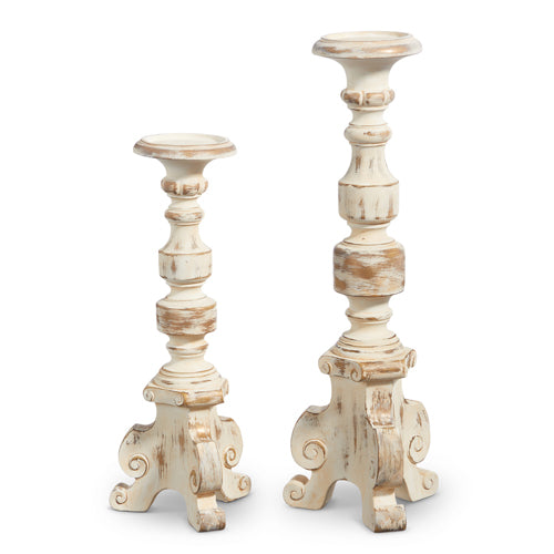 IVORY WITH GOLD ANTIQUING CANDLE HOLDERS