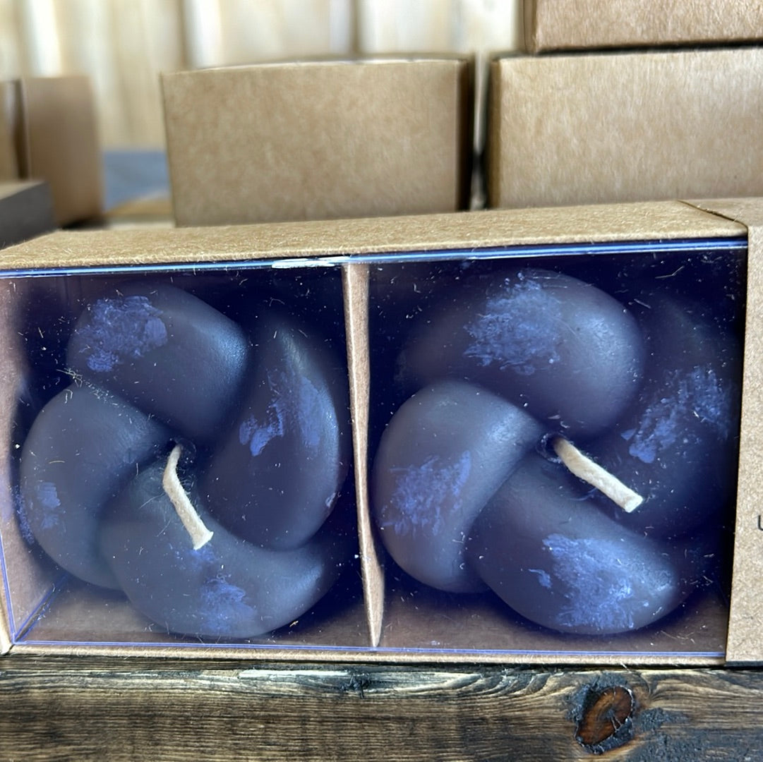 Twisted candle knot set/2, dark grey|unscented