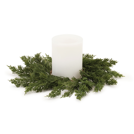 PINE CANDLE RING 16"D REAL TOUCH
