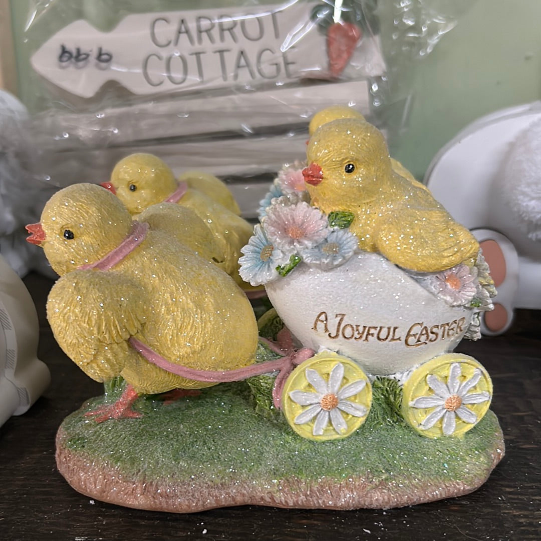 Chicks with wagon
