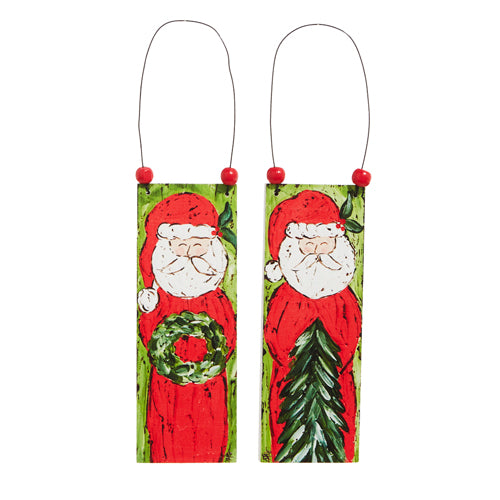 6" SANTA CLAUS WOODEN ORNAMENT ASST.