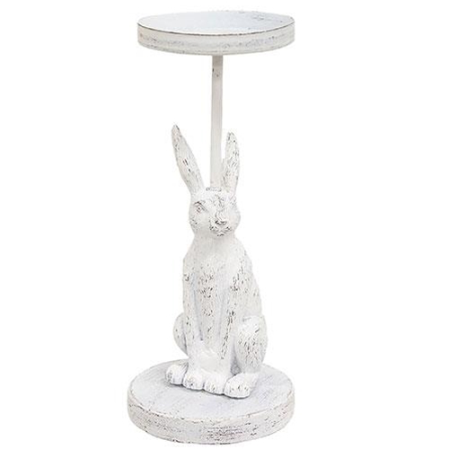 White Bunny Metal Pillar Candle Holder