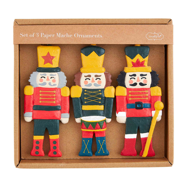 NUTCRACKER BOXED ORNAMENT SET MUD PIE