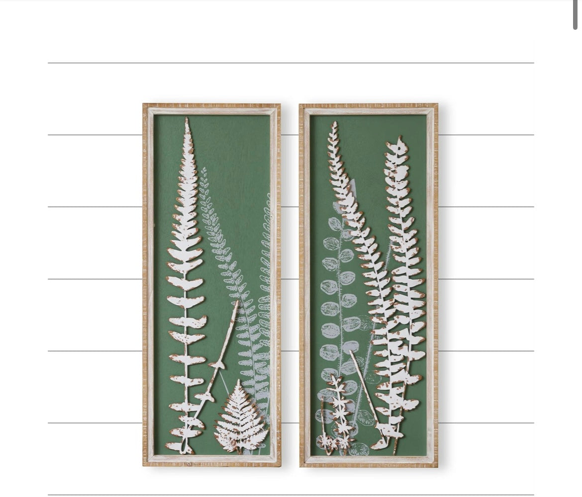 3D metal and wood fern print