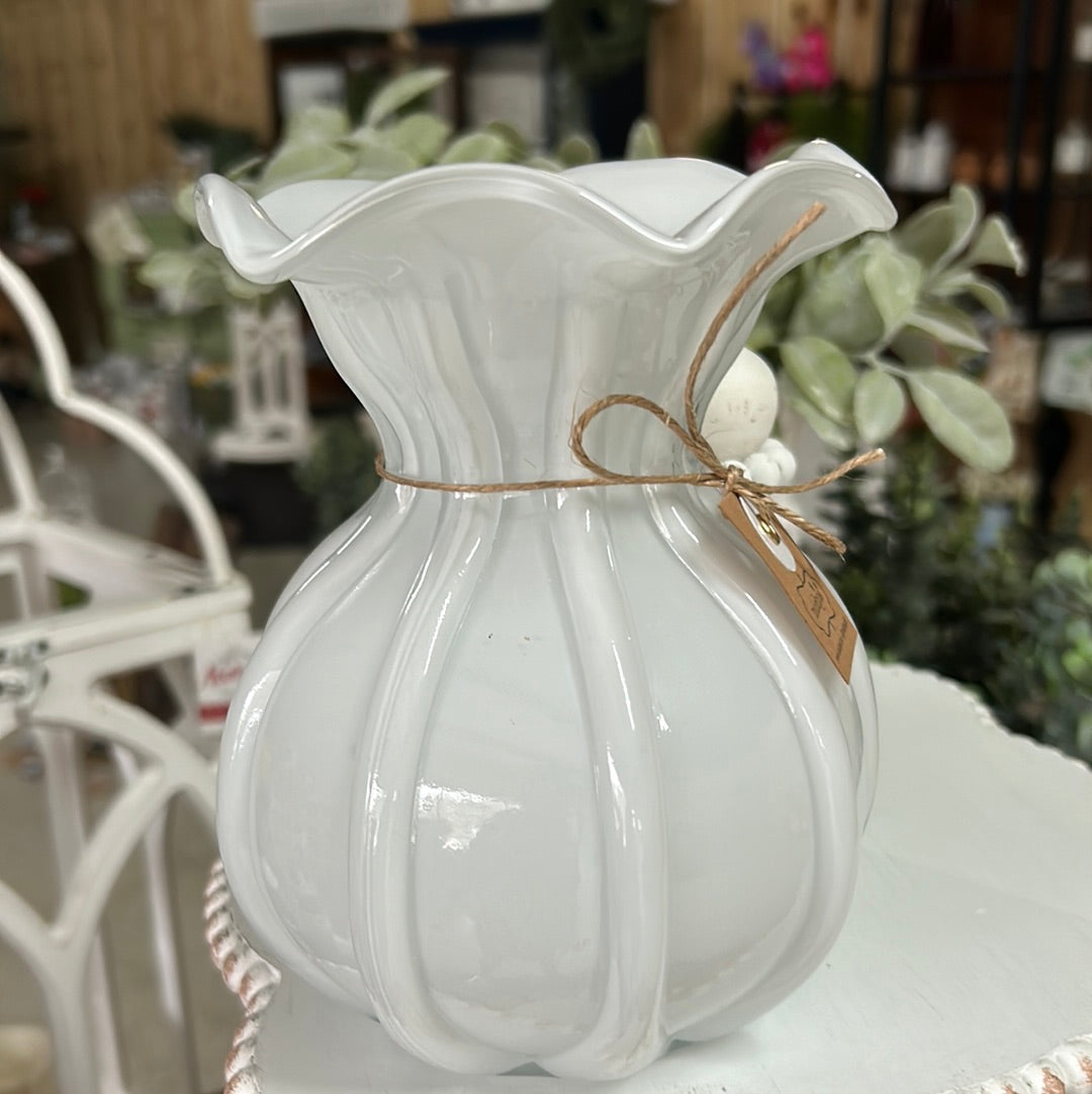 Small ruffled glass vase mud pie